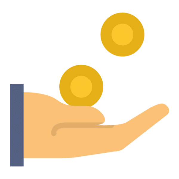hand catching coins icon