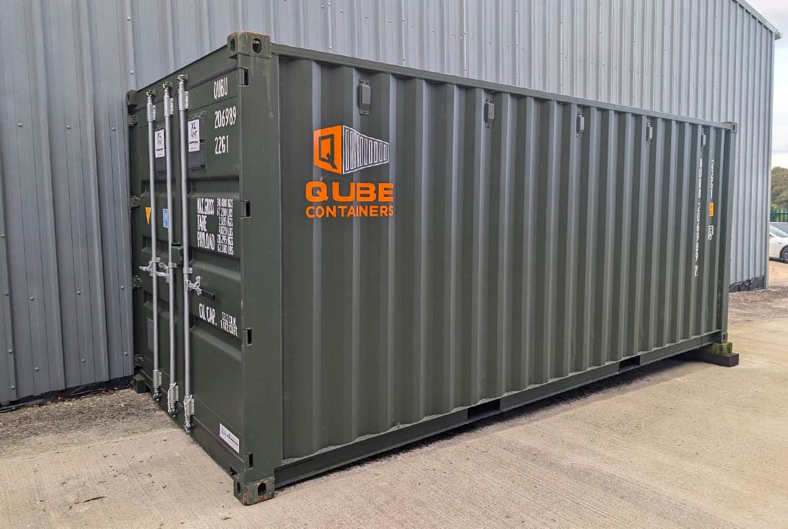 Green shipping container for storage
