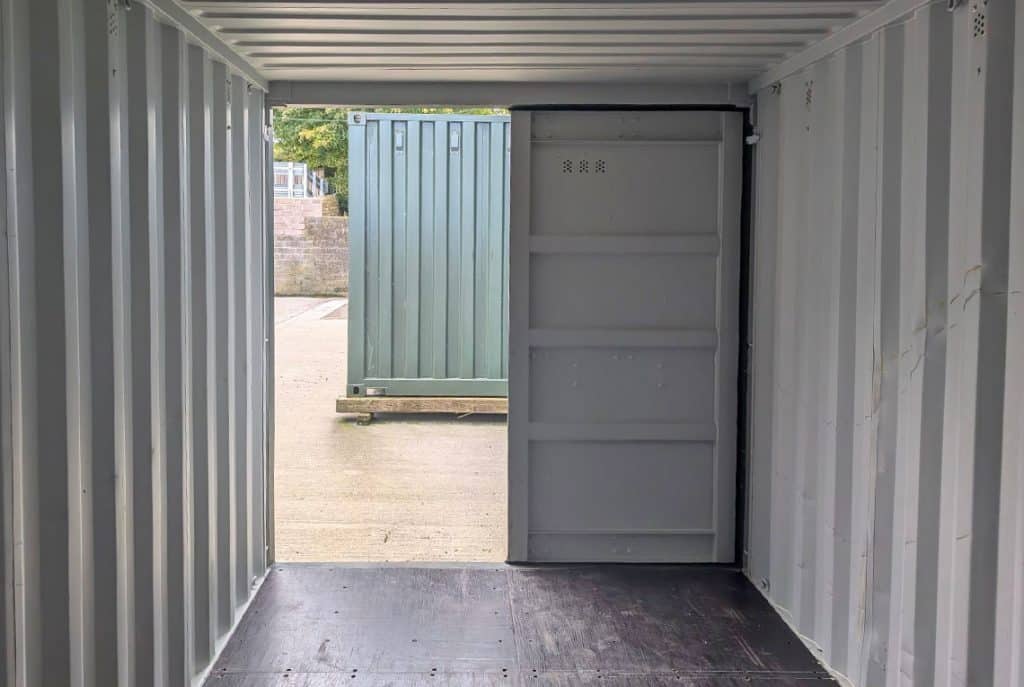 Inside of a shipping container for storage
